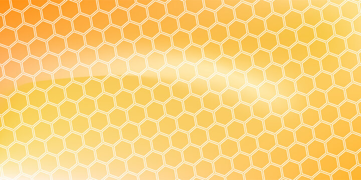 Orange or yellow seamless grunge and technology concept 3d honeycomb hexagon background with geometric shapes