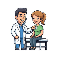Obraz premium Male doctor examining female patient with stethoscope during checkup