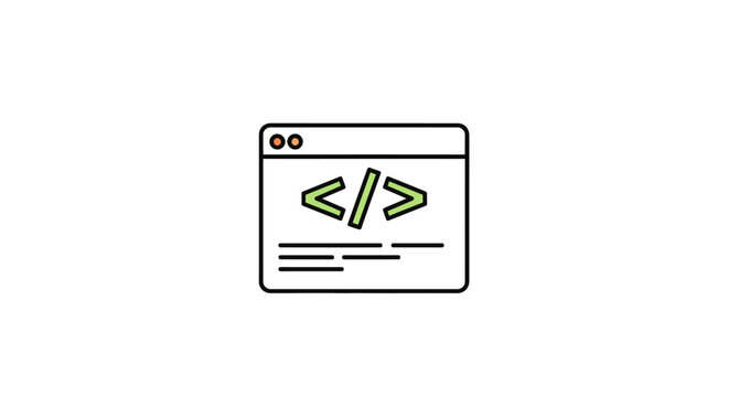 Coding browser window with symbols.