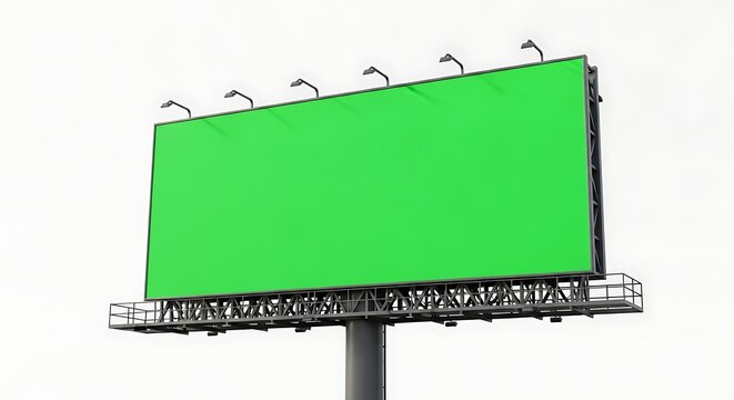Large blank outdoor billboard with green screen panel for marketing advertisement replacement and promotion design