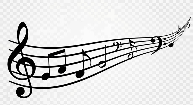 Elegant Musical Notes Flowing on a Staff, Capturing the Essence of Sound and Melody
