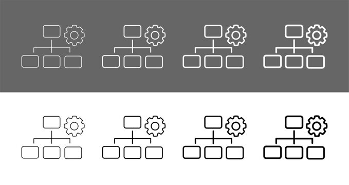 Work Structure and Classification Icon Line Art Vector Illustration Editable