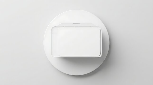 Top view of a blank white rectangular desktop printer mockup for office branding presentation and document workflow
