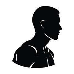 Minimalist Black Silhouette Profile Portrait Vector Illustration Line Art © Laptop