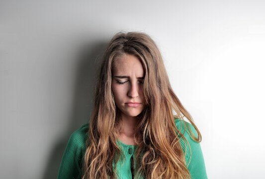 portrait of  a young sad woman