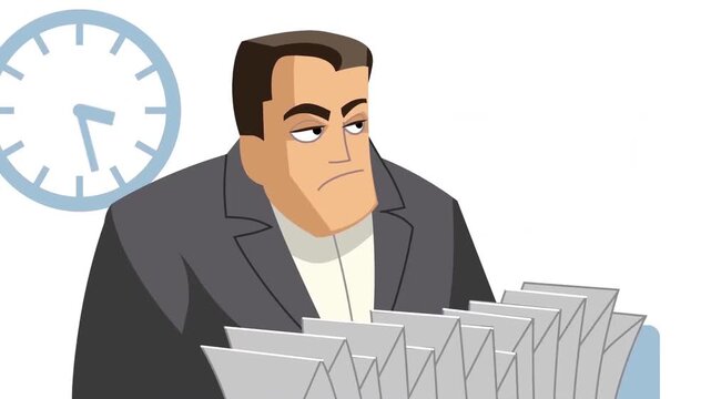 Angry Manager Firing Employee Carrying Box of Files Corporate Layoff Concept 2D Animation