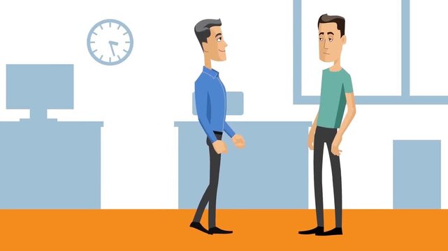 Two Business Professionals Having a Face to Face Interview Consultation in Office 2D Animation
