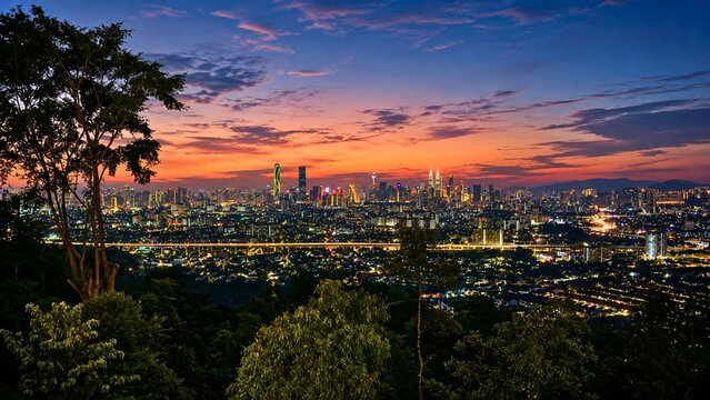 Kuala Lumpur after sunset - View from Ampang Puncak Alop