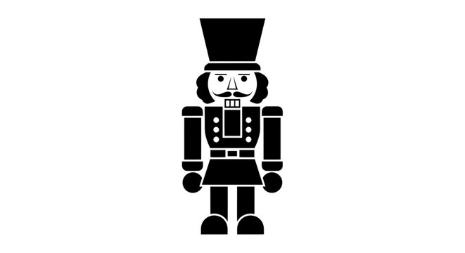Black Silhouette Nutcracker Soldier Icon on White Background