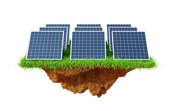 Solar panels. Renewable energy source. 3d-rendering