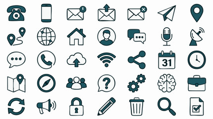 Collection of diverse vector icons for communication and web interfaces © Shearpedge Design