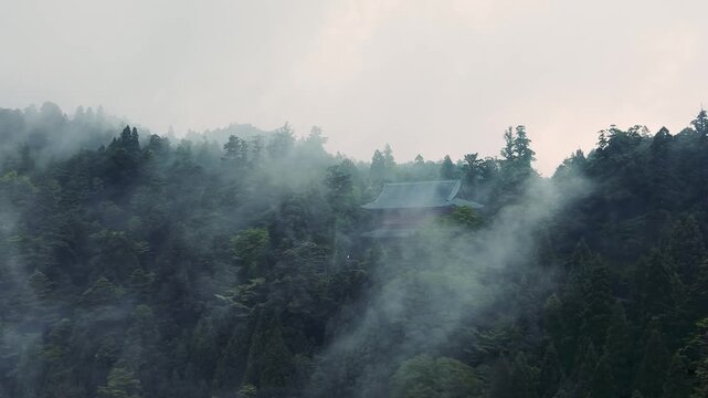 Misty Daimon Gate at Koyasan on an Early Summer Morning, Koya, Wakayama, Japan　高野山の早朝・初夏「霧に包まれた大門」和歌山県高野町