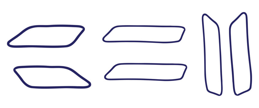 Collection of various blank outline shapes resembling window frames or panels, adaptable graphic elements for design.