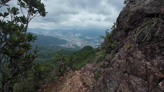 Hiking in the mountains of Hong Kong