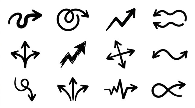 Black Arrows on White Background.