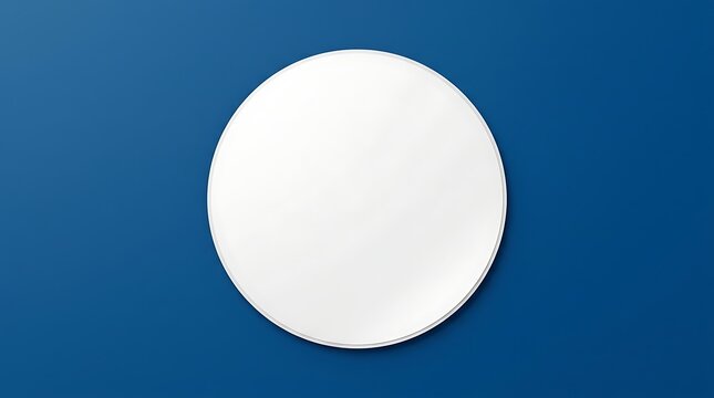 Circular floor sticker mockup with blank white space on solid blue surface for retail advertising branding and event signage