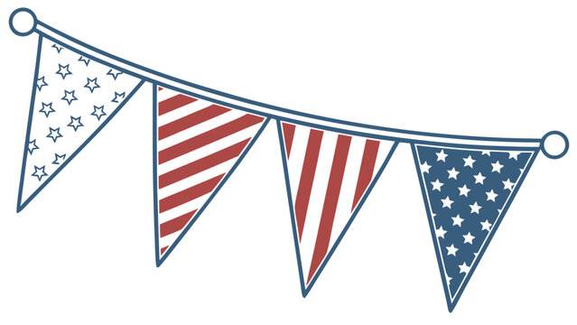 Vector illustration patriotic bunting flags with stars and stripes pattern