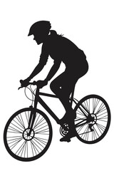 Obraz premium Vector illustration silhouette of a woman riding a bicycle