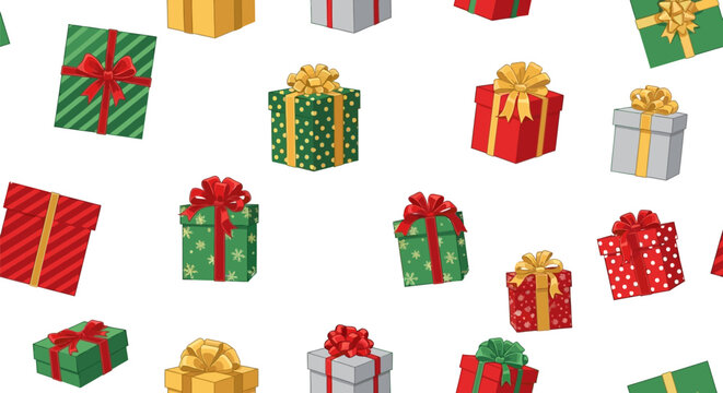 Colorful gift boxes seamless pattern festive holiday celebration concept