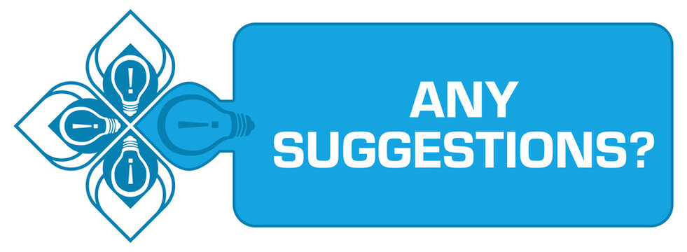 Any Suggestions Bulbs Blue Design Element Left Box Text 