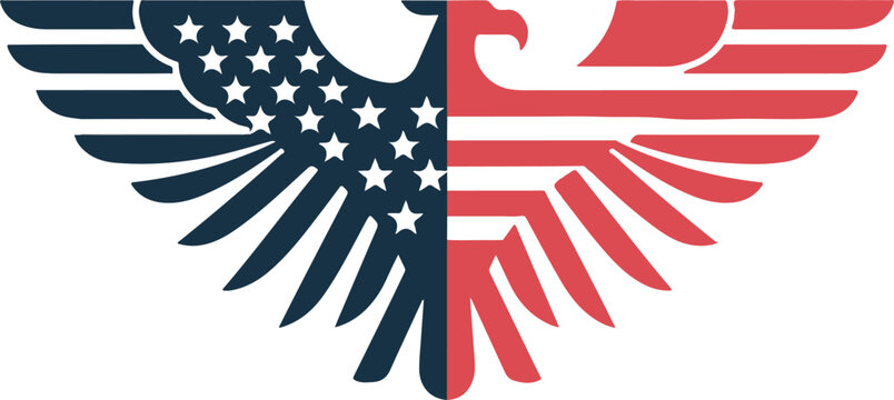 Eagle wings with american and polish flags design