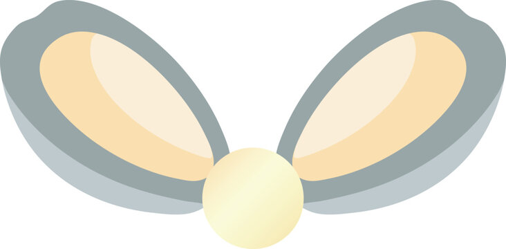 Open clam shell with pale pearl center illustration