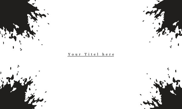 Abstract black grunge ink splatter corner frame template with copy space for business card or title slide