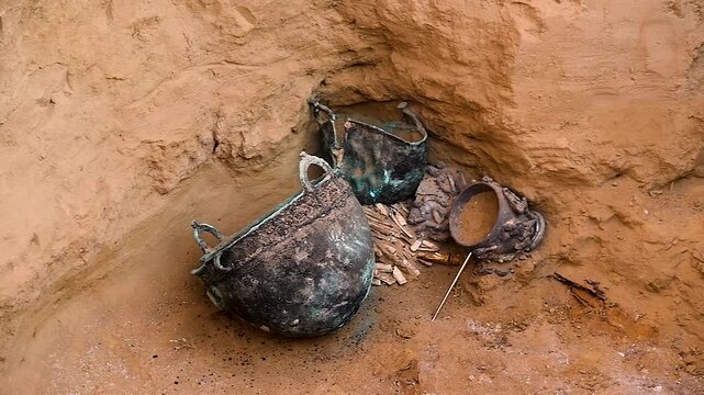 Archaeological excavations of ancient tombs