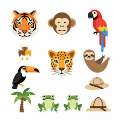 Obraz premium Jungle Animals and Safari Elements Collection.