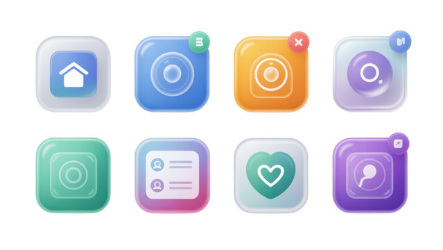 Set of colorful flat icons showing mobile app security and utility features Vector