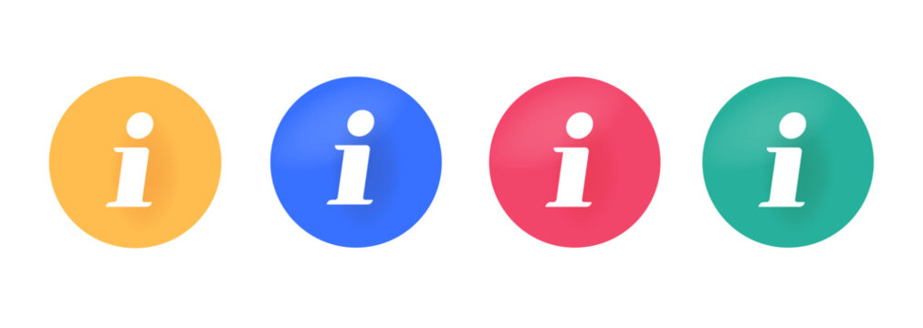 Information icon, info help hint button vector set, tip tooltip suggestion ui interface element graphic, instruction pointer web sign symbol, guide manual details notice alert label clip art
