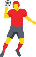 Obraz premium Soccer player in a vibrant red jersey performs a skillful ball control maneuver with a classic black and white patterned ball.