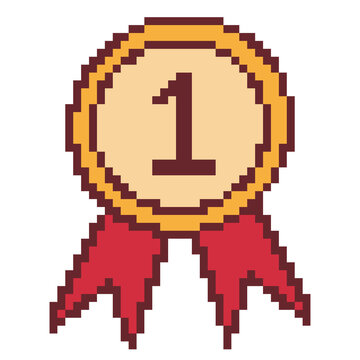 Medal award pixel art set first place