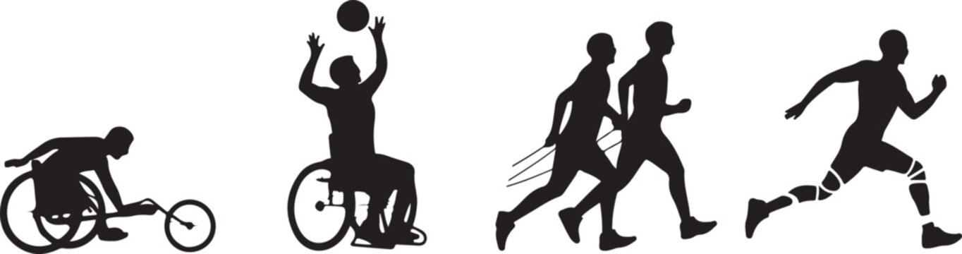 Silhouette icons of adaptive sports activities