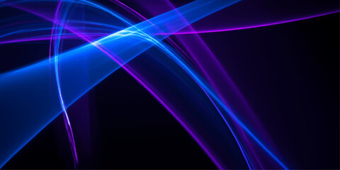 Obraz premium Abstract waves of luminous blue and purple light intertwine against a dark background, creating a sense of dynamic energy and modern design.
