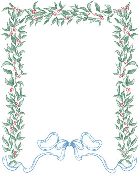 Vintage Botanical Border Frame Line Art Illustration