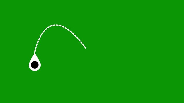 Minimal plane vacation animation, aviation travel route with location point motion and dashed airline line, tourism editing green screen background, alpha channel 4k video