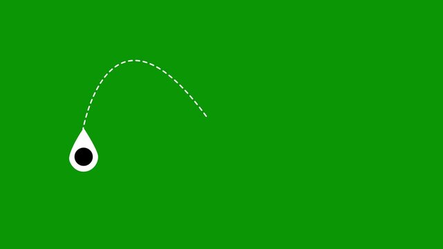 Plane travel path animation, minimalist airline route with destination location icon and dashed line movement, smooth tourism loop for editing projects green screen, 4k video