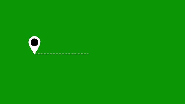 Travel airplane motion graphic, dotted airline route with point to point destination animation, minimal vacation path style, transparent green screen background effect, 4k video