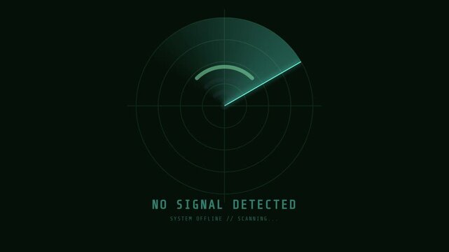 Digital radar screen displaying a 'No Signal Detected' message, illustrating a critical communication failure or data network interruption