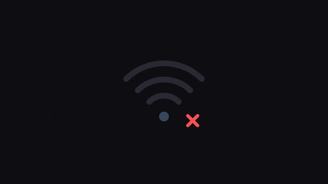 Stylized digital icon representing a lost or unavailable wireless internet connection, indicating offline status, network problems, or a complete lack of digital connectivity