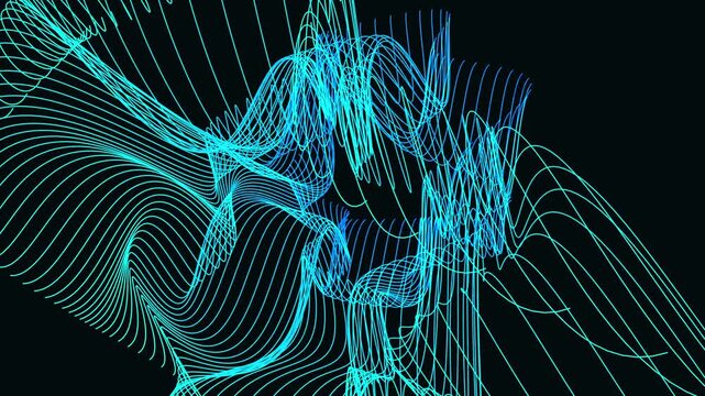 Abstract 4D mathematical surface projected to 3D - seamless 4K loop. Layered glowing wireframe topology for science documentary and research visualization.