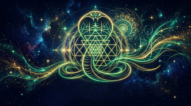 Nag Panchami Festival Banner with Jewelled Cobra Mandala &mdash; Ornate Indian Sacred Serpent Illustration
