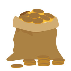Golden Coins in Old Bag   © vektoritime