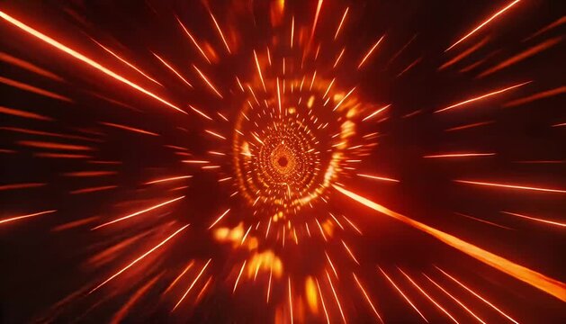 Sci fi plasma tunnel glowing orange light streak futuristic vortex abstract motion background digital energy warp cosmic speed rush hypnotic loop intense heat glow mesmerizing dynamic motion blur