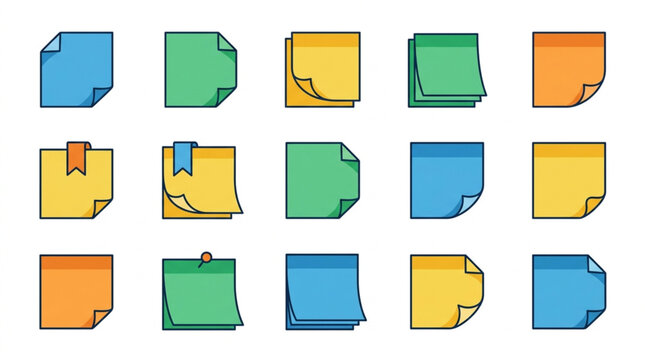 Collection of colorful sticky notes in various styles and colors.