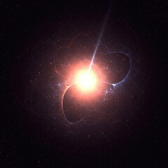 Obraz premium Abstract digital rendering of a deep cosmic singularity point pulling light and space into an endless void, symbolizing ultimate limits, breakthrough, density, point