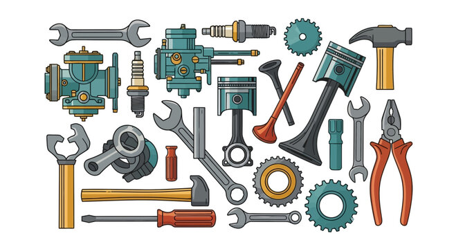 Car Engine Parts and Tools - Auto Mechanic Repair Equipment