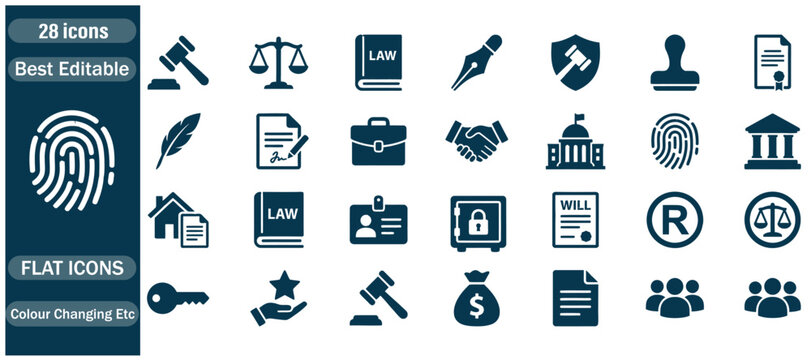 Government and Politics solid icon set for democracy, voting, election, legislation, diplomacy, authority, civil rights, and law symbols. Solid icon collection