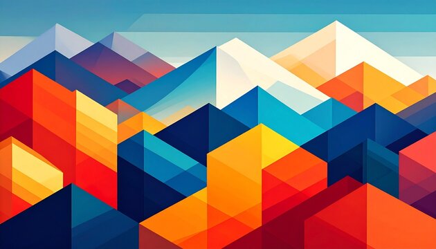 Colorful geometric cubes arranged in a modern abstract pattern.